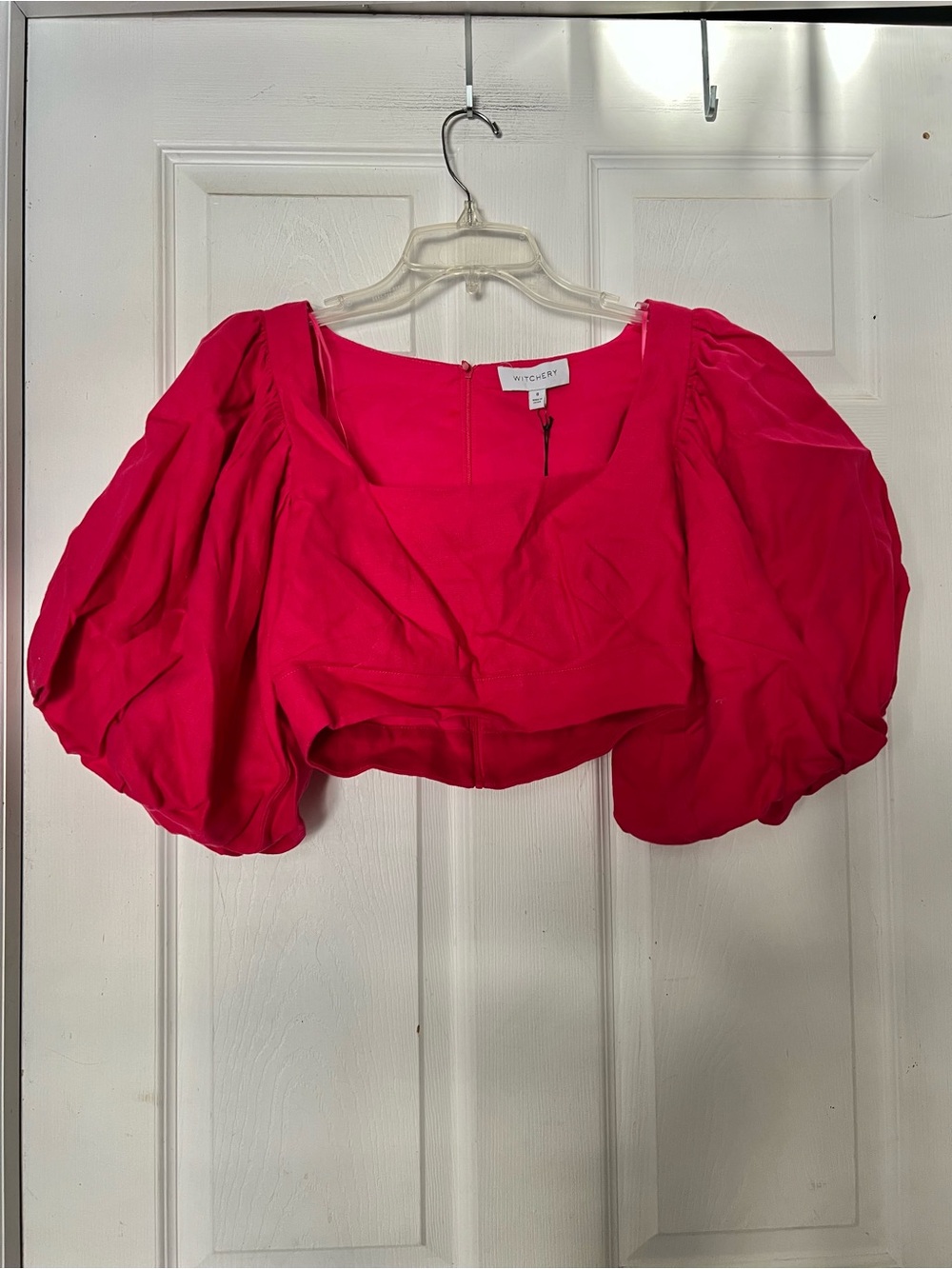 Witchery dark pink Puff Sleeve Crop Top